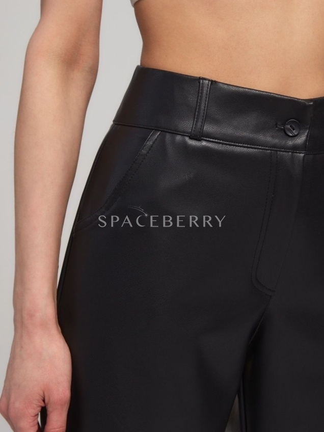 Женские кожаные брюки, штаны широкие